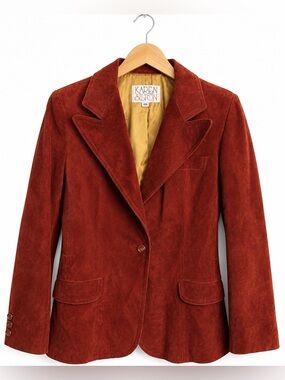 Karen Silton ViTG Rust Suede Blazer Boho Indie Jacket Medium 70s Chic Retro